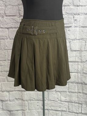Thorn and Fable Olive cargo style belted punk skirt brand new